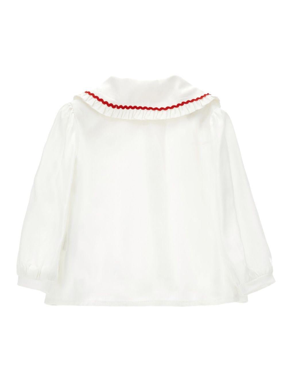 Camicia per neonata Monnalisa bianca con chiusura frontale con abbottonatura - Rubino Kids