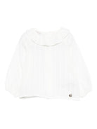 Camicia per neonata Paz Rodríguez bianca con colletto arricciato - Rubino Kids