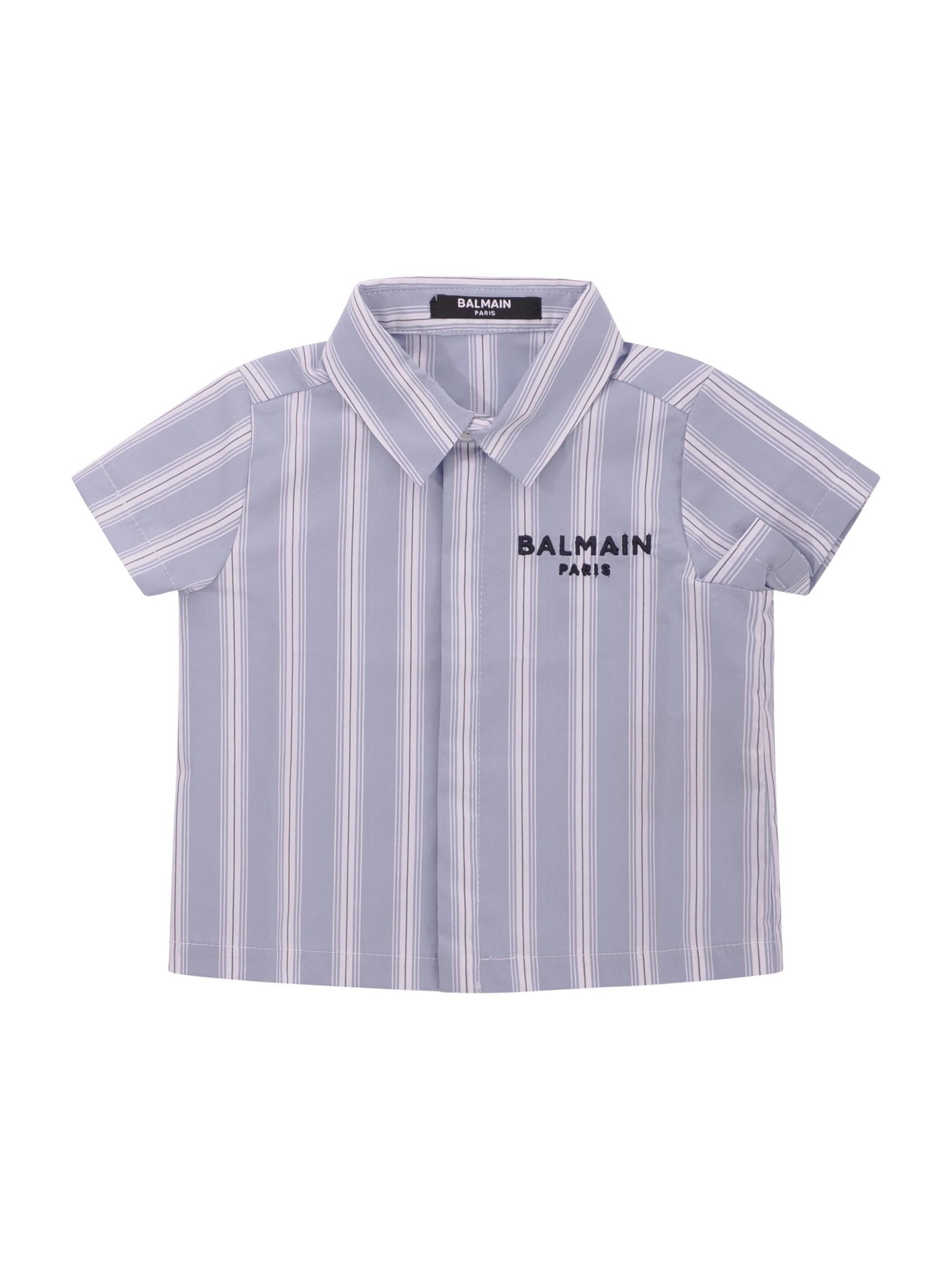 Camicia per neonato Balmain Kids azzurra con design a righe bianche - Rubino Kids