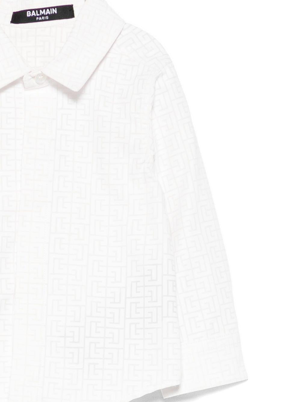 Camicia per neonato Balmain Kids bianca con motivo geometrico - Rubino Kids