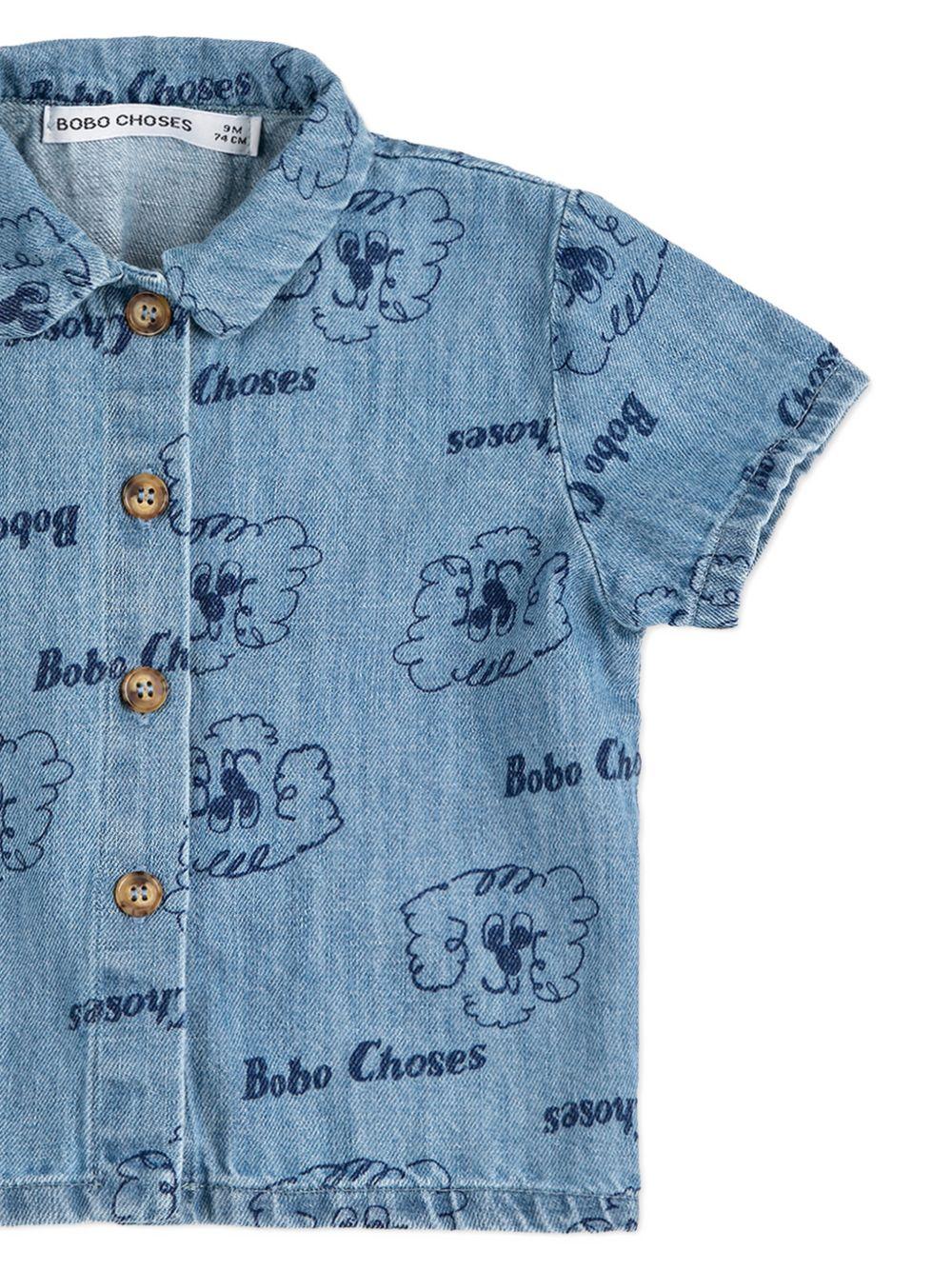Camicia per neonato Bobo Choses azzurro con stampa grafica all - over - Rubino Kids
