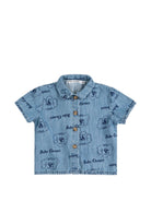 Camicia per neonato Bobo Choses azzurro con stampa grafica all - over - Rubino Kids