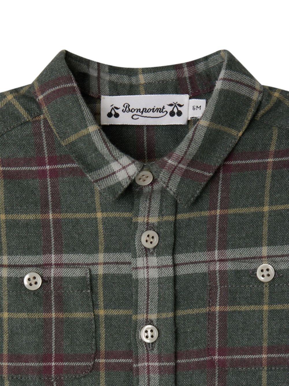 Camicia per neonato Bonpoint verde con motivo a quadri - Rubino Kids