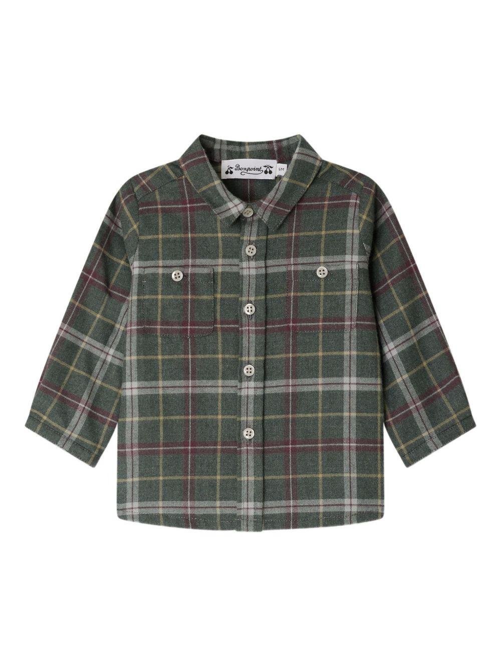 Camicia per neonato Bonpoint verde con motivo a quadri - Rubino Kids