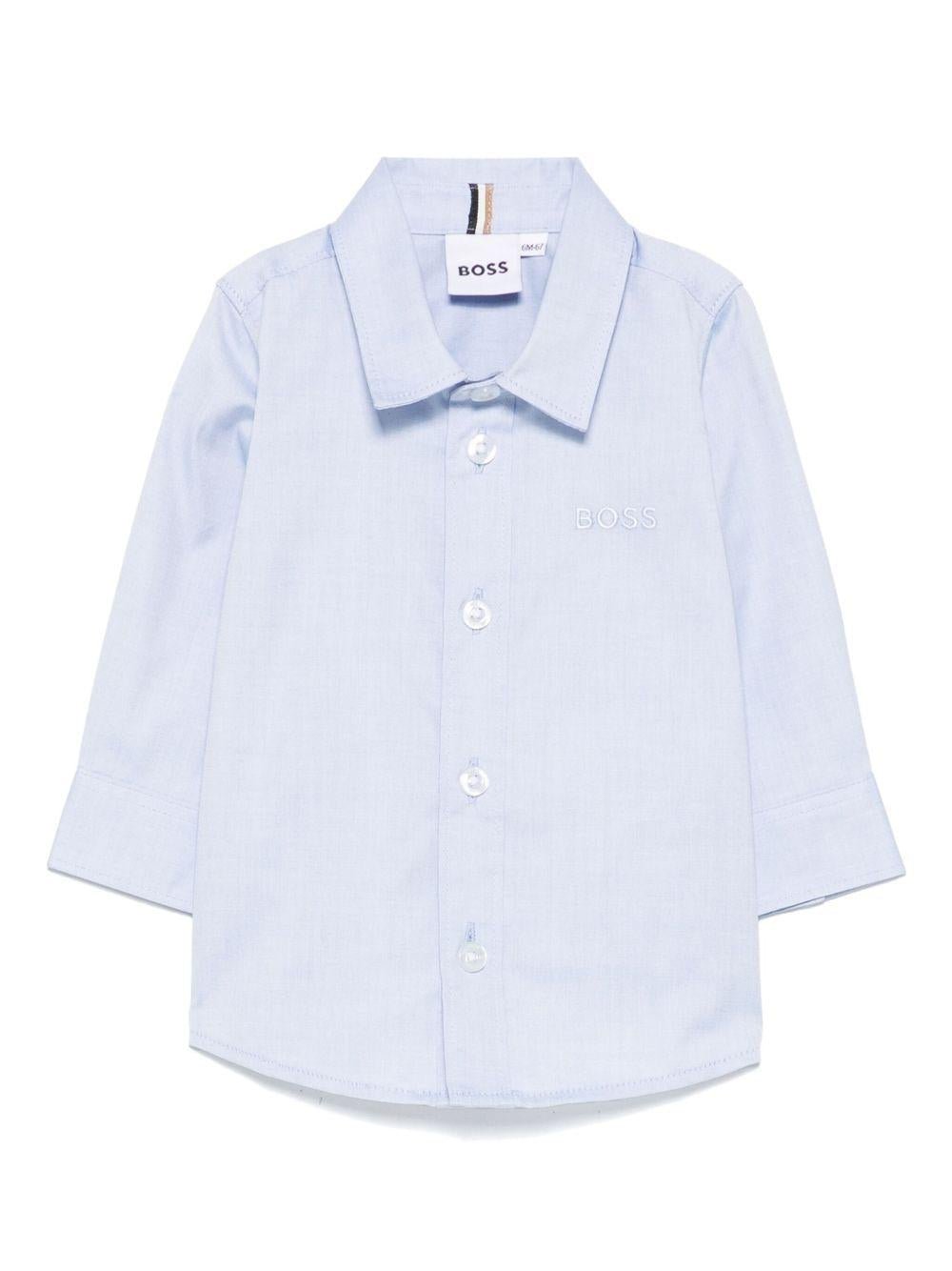 Camicia per neonato Boss Kids azzurro con logo ricamato - Rubino Kids