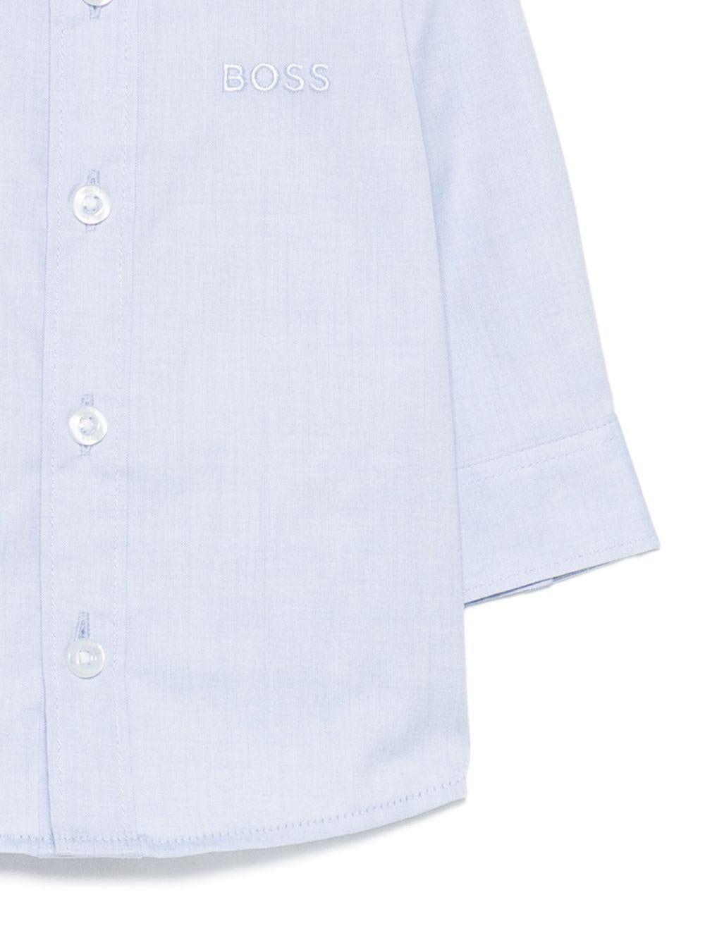 Camicia per neonato Boss Kids azzurro con logo ricamato - Rubino Kids