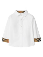 Camicia per neonato Burberry Kids Oxford bianco con bordo a quadri - Rubino Kids