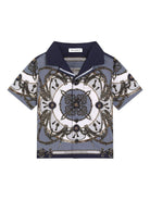 Camicia per neonato Dolce & Gabbana blu con stampa grafica all - over - Rubino Kids