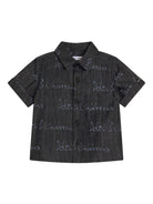 Camicia per neonato Dolce & Gabbana Kids nero in denim con colletto classico - Rubino Kids