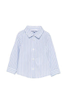 Camicia per neonato Emporio Armani Kids azzurra con design a righe - Rubino Kids