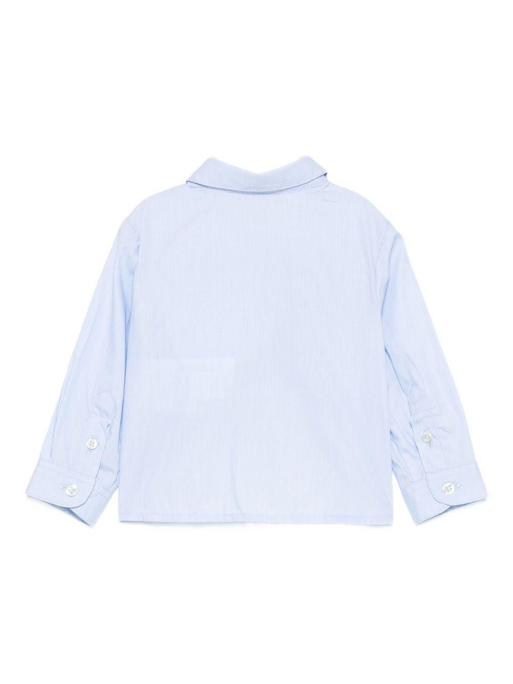 Camicia per neonato Emporio Armani Kids azzurra con dettagli ricamati - Rubino Kids