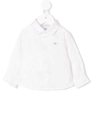Camicia per neonato Emporio Armani Kids bianca con ricamo logo