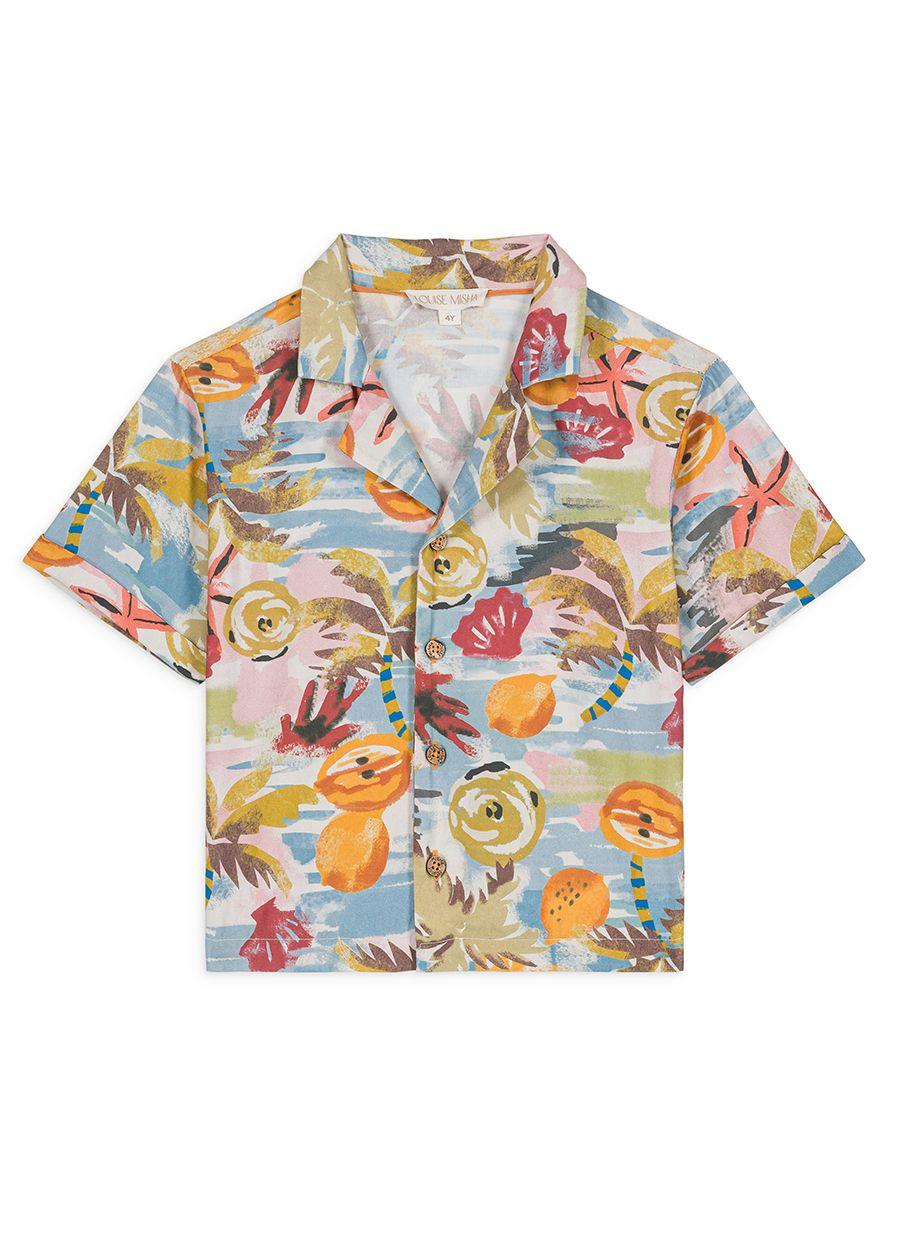 Camicia per neonato Louise Misha Kids azzurro con stampa grafica - Rubino Kids
