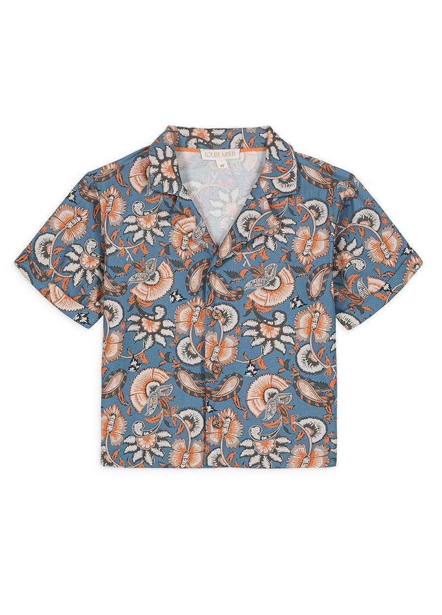 Camicia per neonato Louise Misha Kids blu con stampa grafica - Rubino Kids