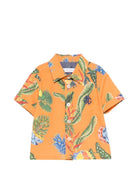 Camicia per neonato Roberto Cavalli Kids arancione con stampa tropicale - Rubino Kids