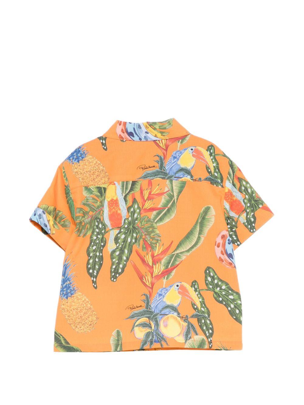 Camicia per neonato Roberto Cavalli Kids arancione con stampa tropicale - Rubino Kids