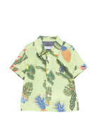 Camicia per neonato Roberto Cavalli Kids verde con stampa grafica tropicale - Rubino Kids