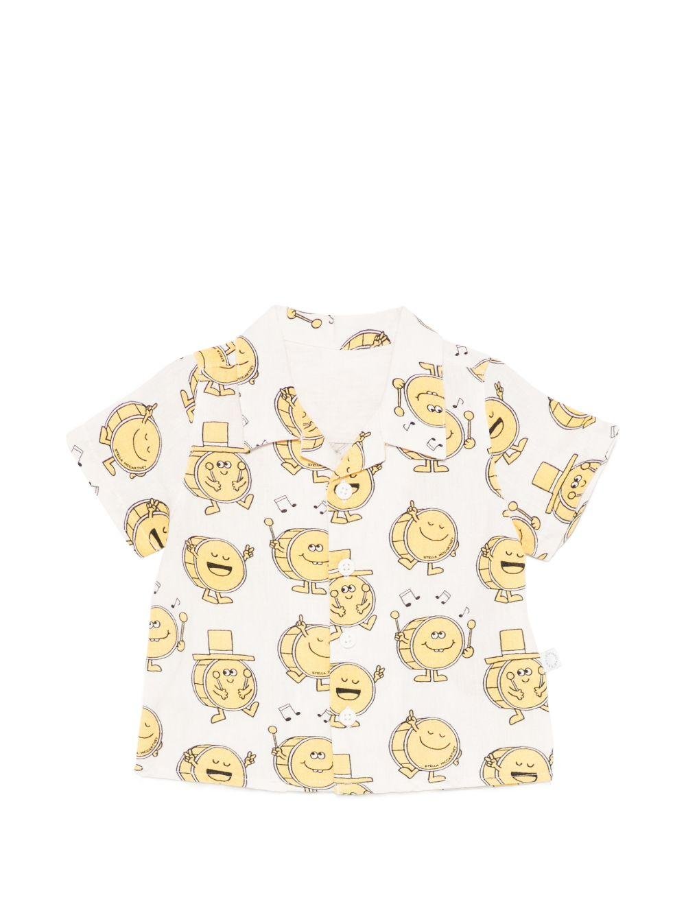 Camicia per neonato Stella McCartney Kids bianca con stampa tamburelli all - over - Rubino Kids