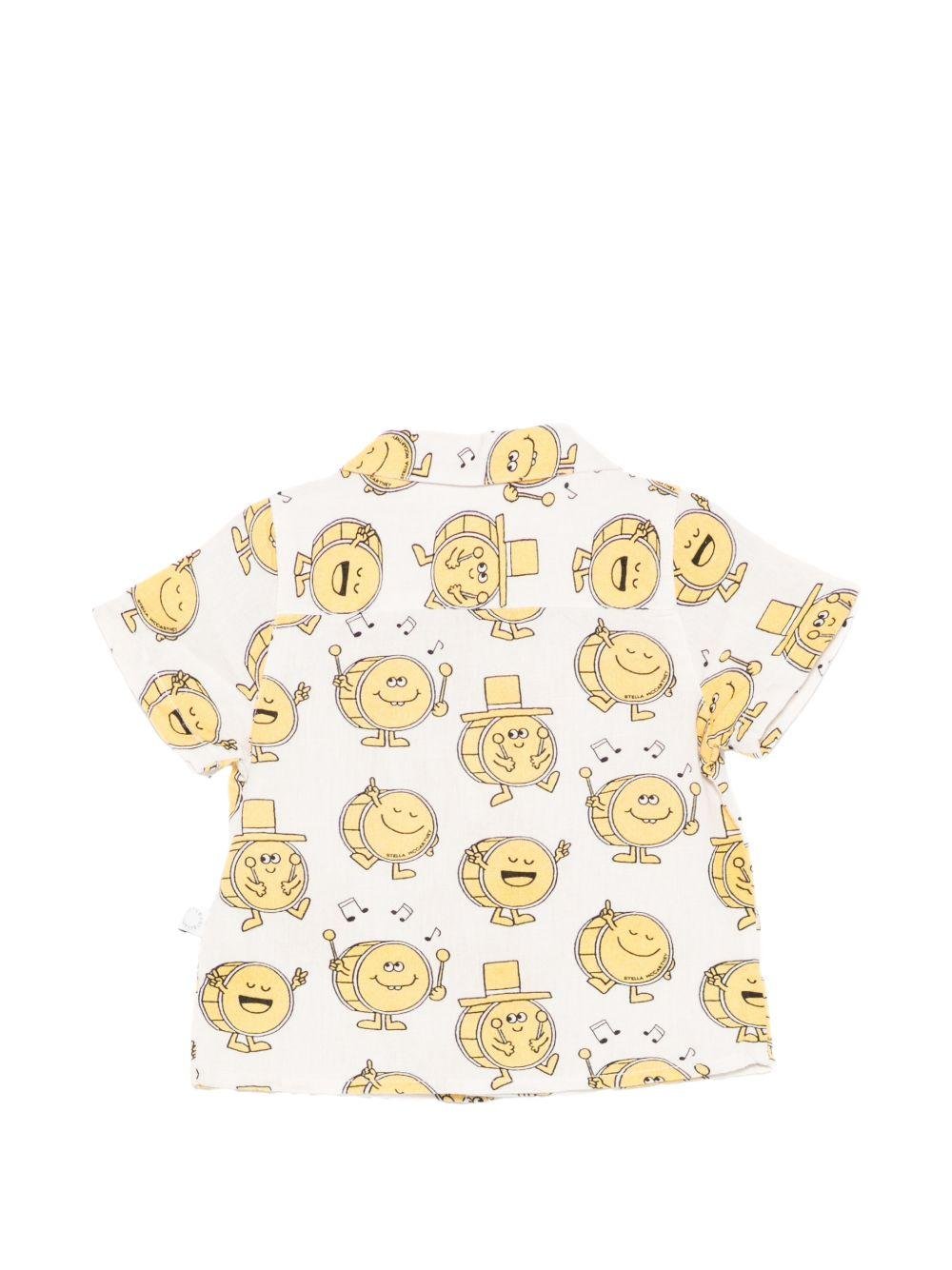 Camicia per neonato Stella McCartney Kids bianca con stampa tamburelli all - over - Rubino Kids