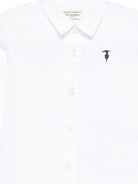 Camicia per neonato Trussardi Junior bianca con logo ricamato sul davanti - Rubino Kids