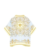 Camicia per neonato Versace Kids azzurra con design barocco - Rubino Kids