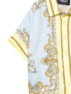 Camicia per neonato Versace Kids azzurra con design barocco - Rubino Kids