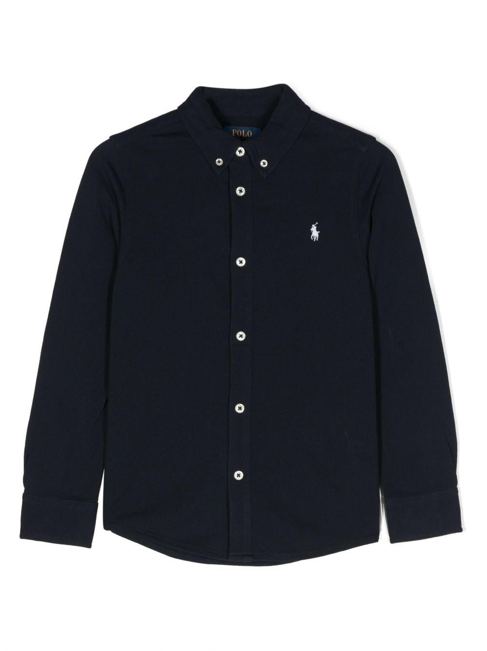 Camicia Polo Pony per bambino Polo Ralph Lauren blu con colletto button - down - Rubino Kids