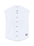 Camicia smanicata per bambino MSGM Kids azzurro con colletto alla coreana - Rubino Kids