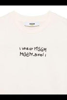 Canotta con stampa per bambino MSGM Kids beige con orlo a taglio vivo - Rubino Kids