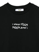 Canotta con stampa per bambino MSGM Kids nero con orlo a taglio vivo - Rubino Kids