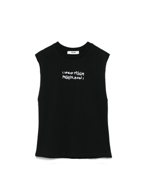 MSGM Kids black printed tank top for boys with raw cut hem