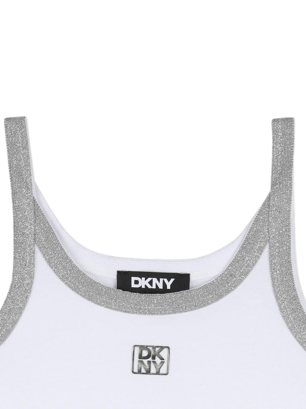 Canotta per bambina Dkny Kids bianca con dettaglio a contrasto - Rubino Kids