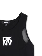 Canotta per bambina Dkny Kids nero con inserti in rete - Rubino Kids