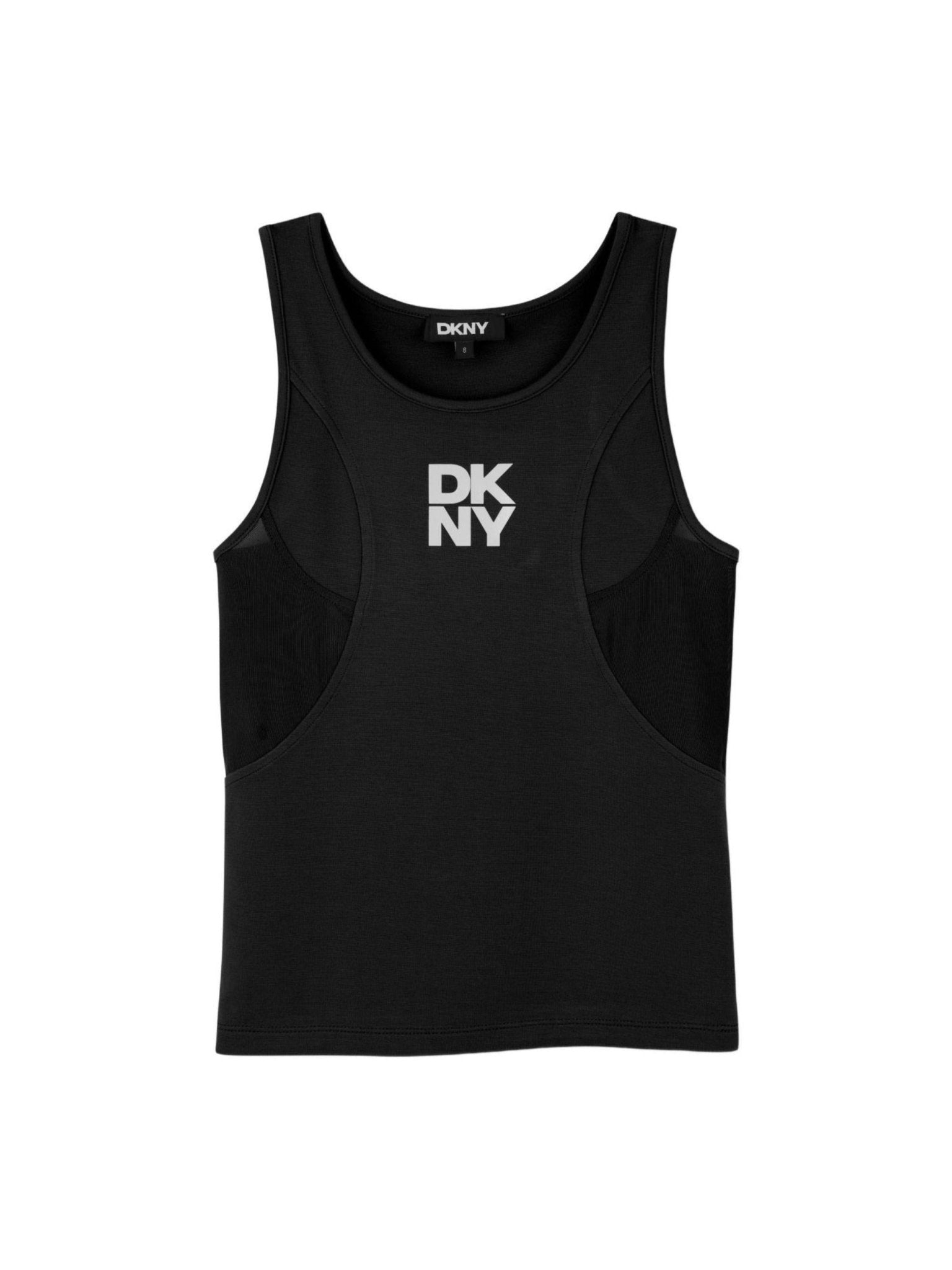 Canotta per bambina Dkny Kids nero con inserti in rete - Rubino Kids