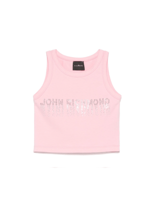 Canotta per bambina John Richmond Junior rosa con logo con strass