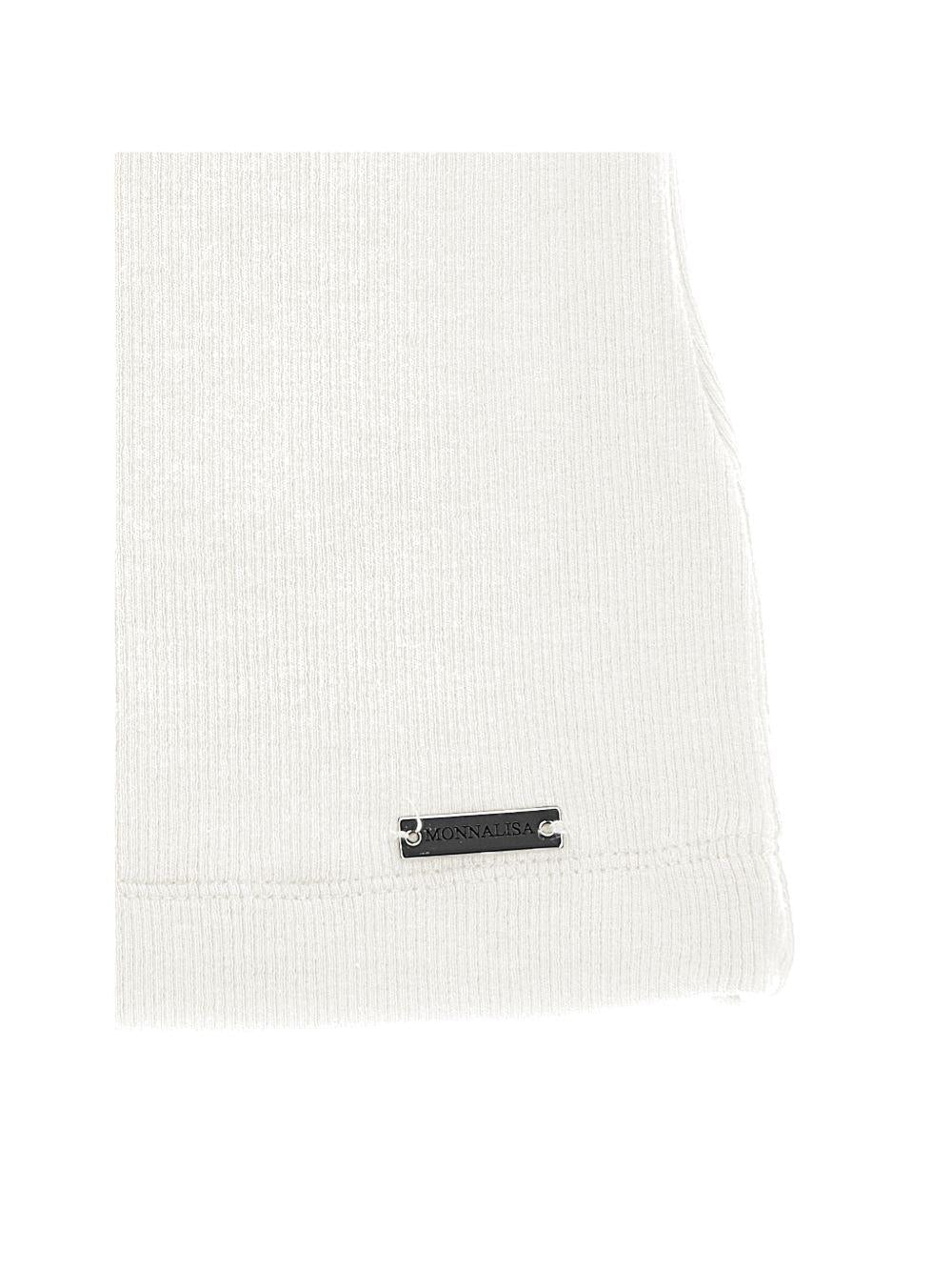 Canotta per bambina Monnalisa bianca con placca con logo - Rubino Kids
