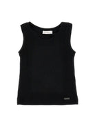 Canotta per bambina Monnalisa nera con placca con logo - Rubino Kids