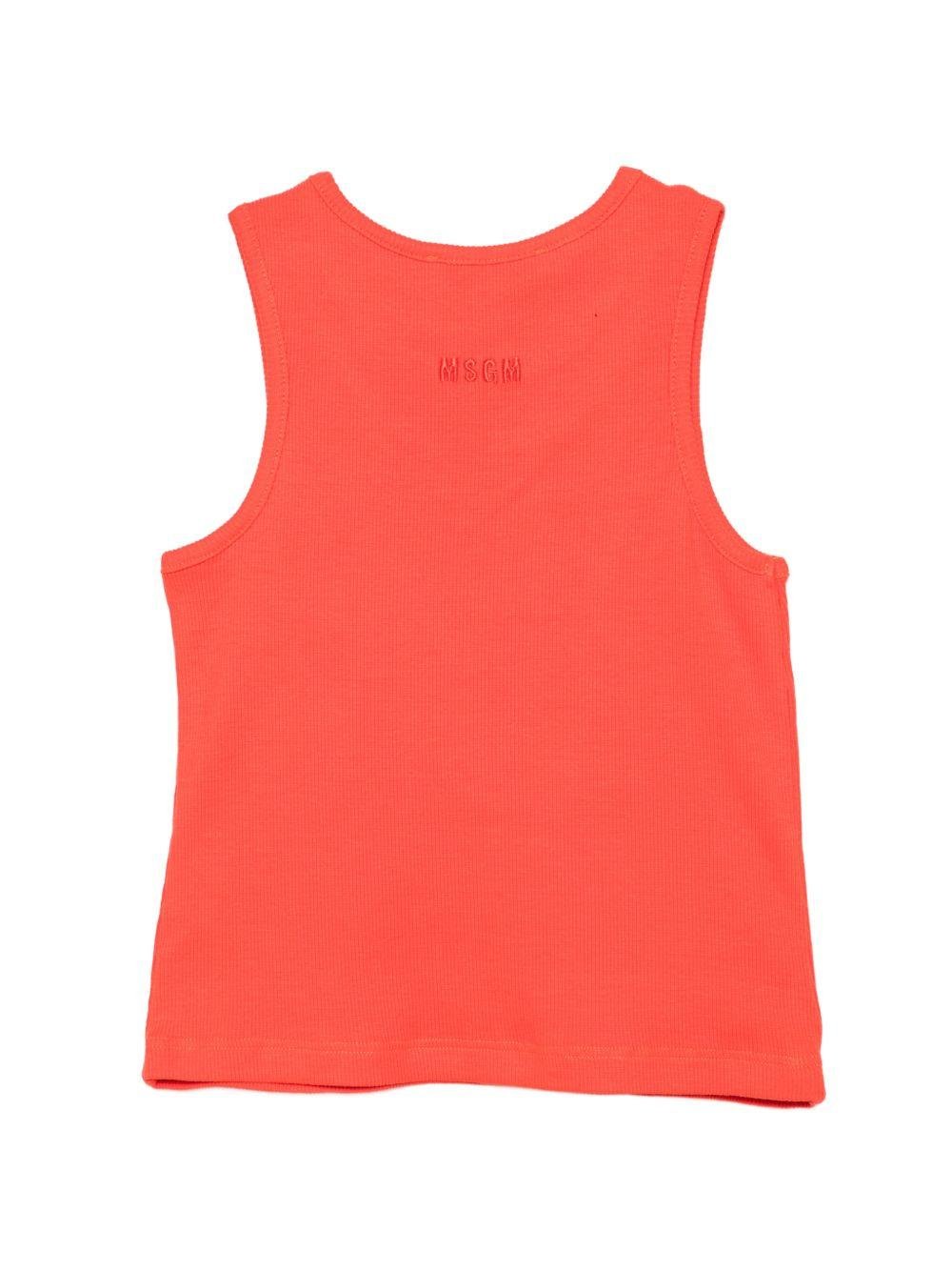 Canotta per bambina MSGM Kids arancione con applicazioni - Rubino Kids