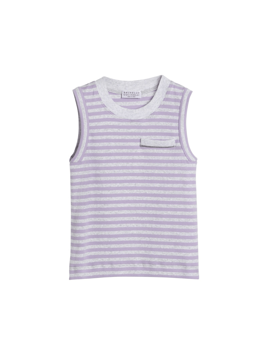 Canotta per bambino Brunello Cucinelli Kids lilla con stampa a righe e design a coste - Rubino Kids