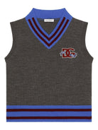 Canotta per bambino Dolce & Gabbana Kids grigio con ricamo logo sul petto - Rubino Kids