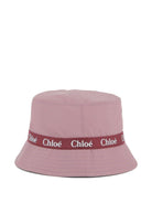 Cappello bucket per bambina Chloé Kids viola con fascia con logo a contrasto - Rubino Kids