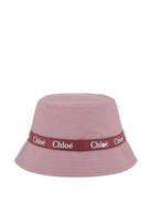 Cappello bucket per bambina Chloé Kids viola con fascia con logo a contrasto - Rubino Kids