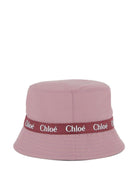 Cappello bucket per bambina Chloé Kids viola con fascia con logo a contrasto - Rubino Kids