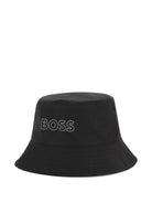 Cappello bucket per bambino BOSS Kids nero con stampa - Rubino Kids