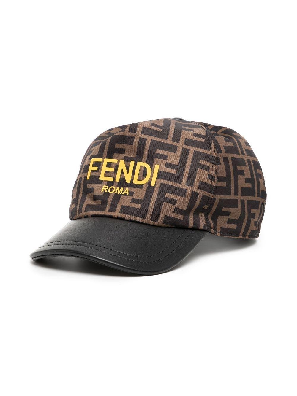 Cappello da baseball per bambino Fendi Kids marrone con monogramma FF - Rubino Kids