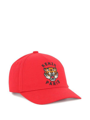 Kenzo Kids red baseball cap with Tiger Head embroidery