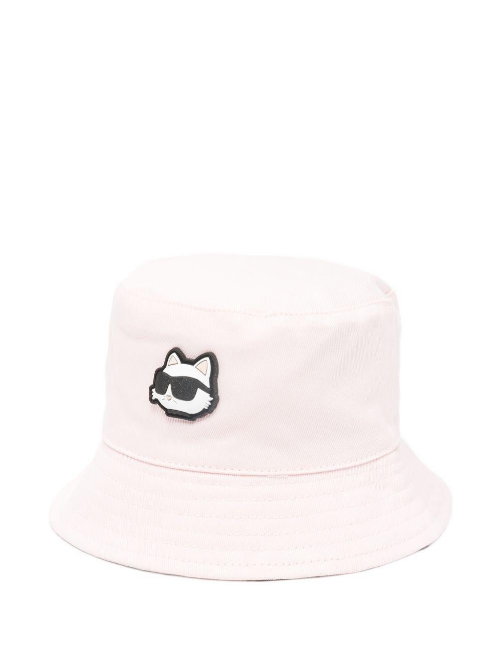 Cappello da pescatore per bambina Karl Lagerfeld Kids reversibile con toppa e logo - Rubino Kids