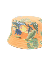 Cappello da pescatore per neonato Roberto Cavalli Kids arancione con stampa tropicale - Rubino Kids