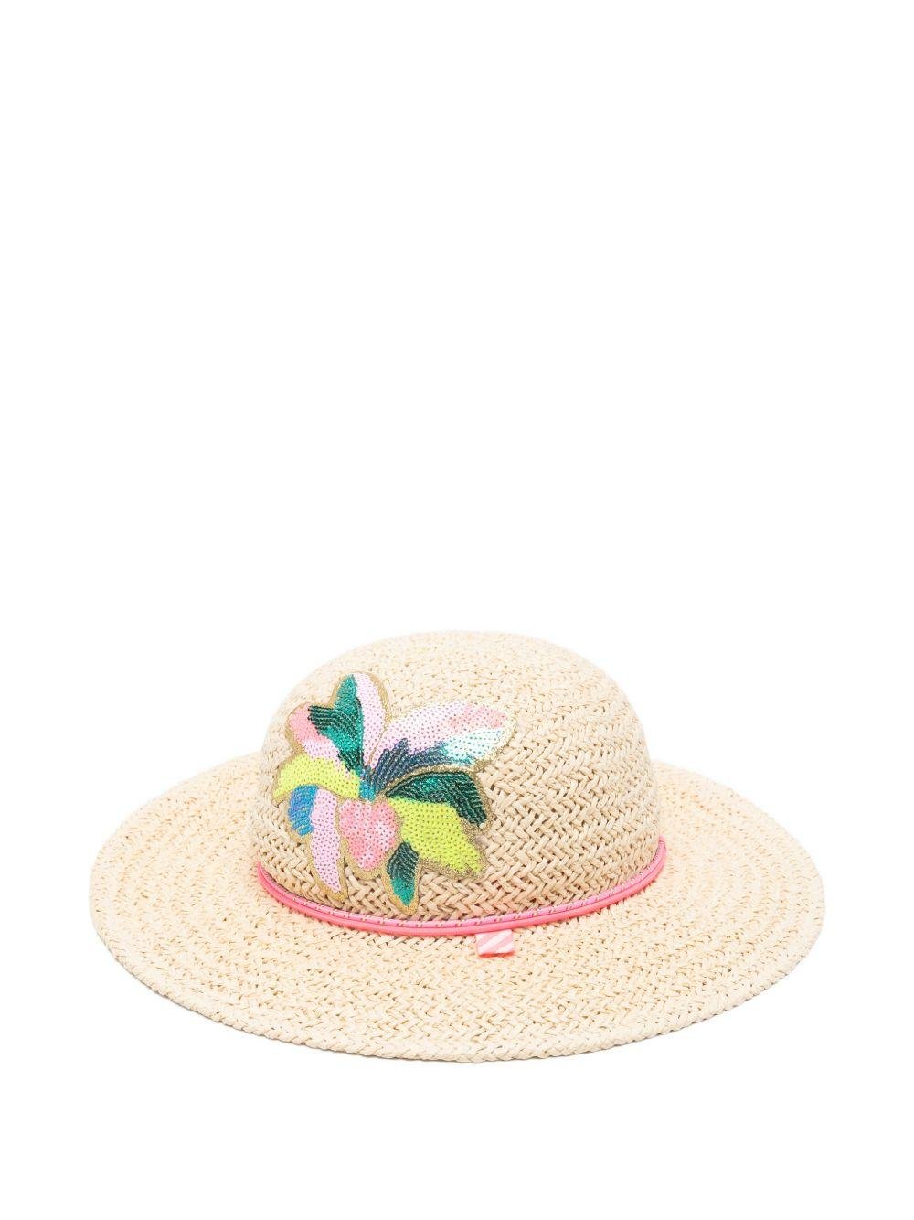 Cappello per bambina Billieblush beige con decorazione con paillettes - Rubino Kids
