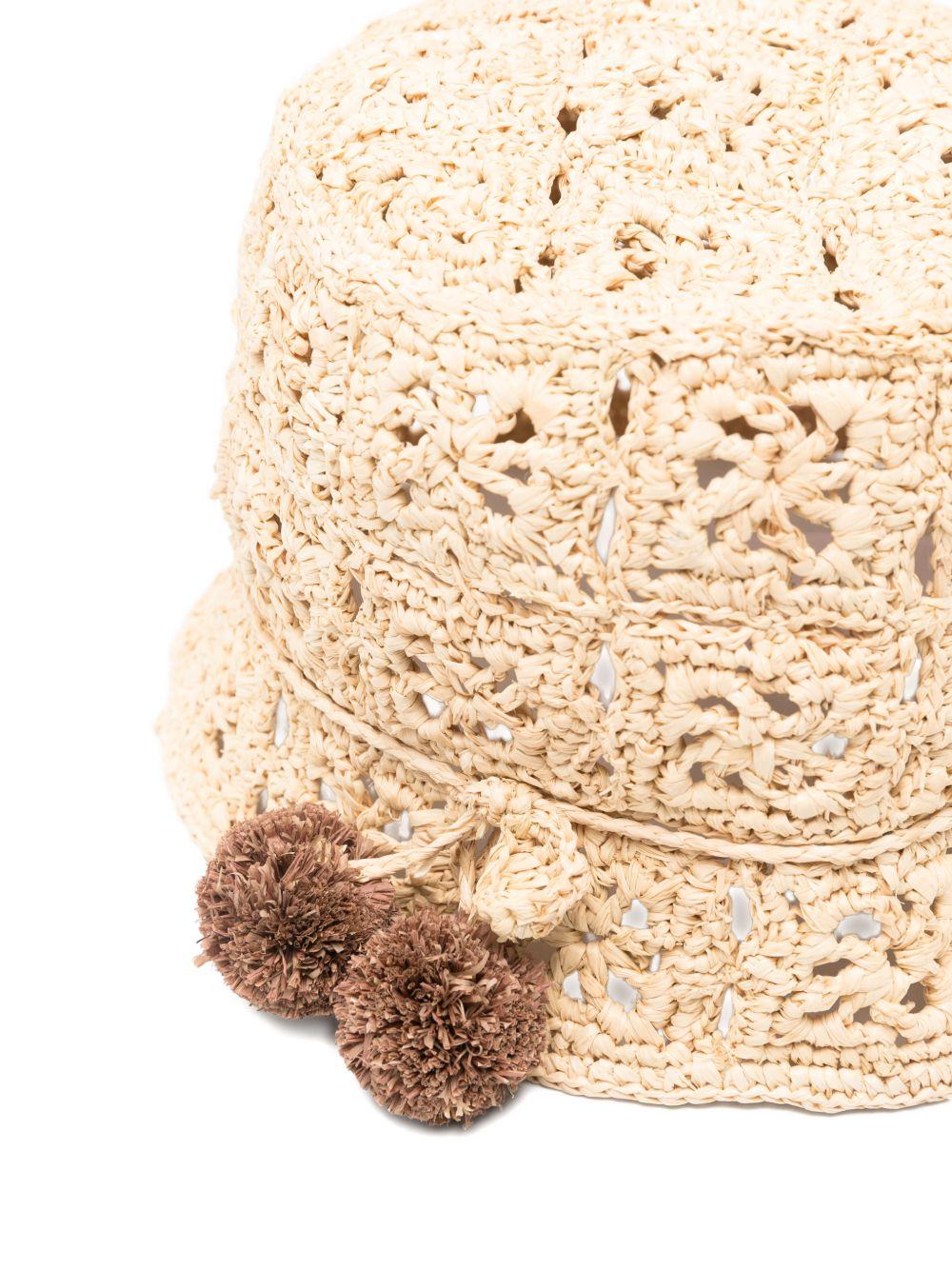 Cappello per bambina Bonpoint beige con pompon - Rubino Kids